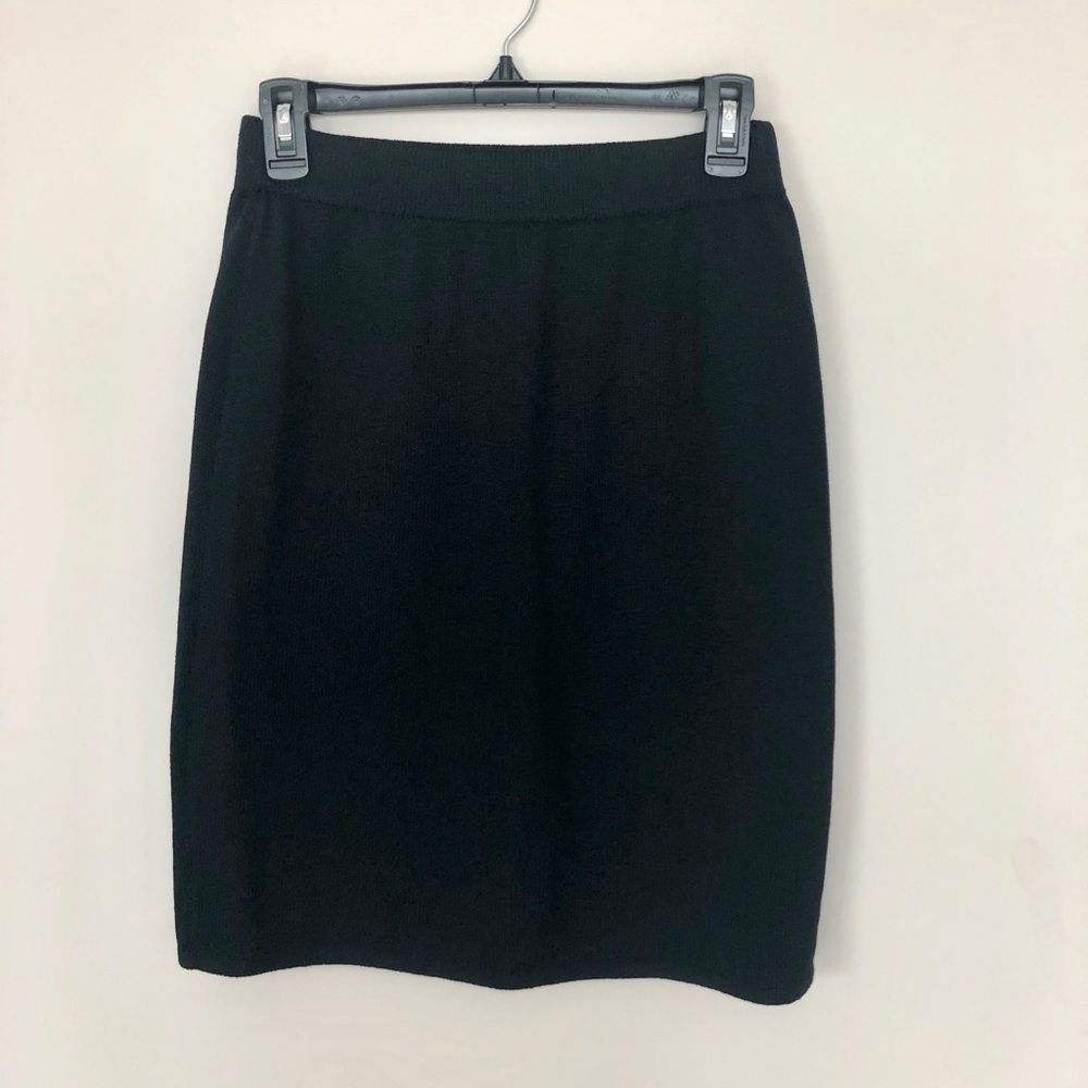 St. John Black High Waisted Knit Skirt Medium